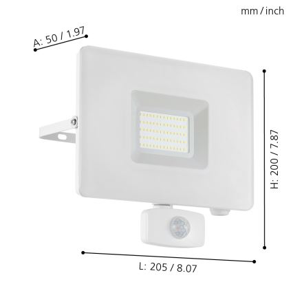 Eglo - LED Рефлектор на сензор LED/50W/230V IP44