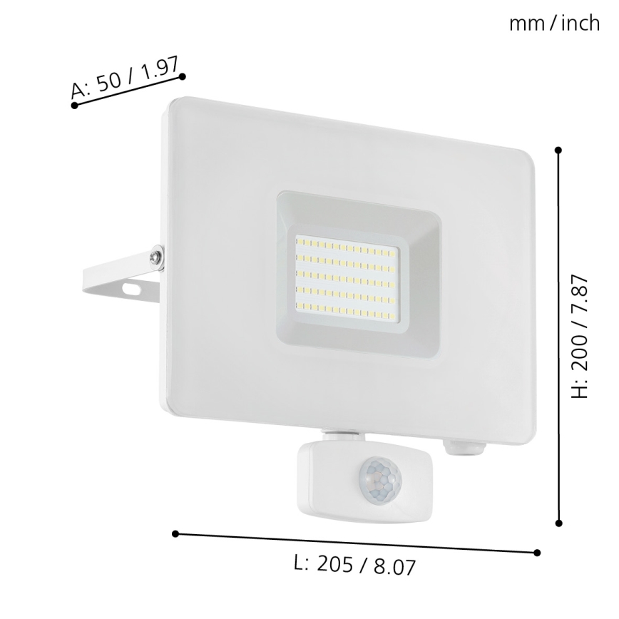 Eglo - LED Рефлектор на сензор LED/50W/230V IP44