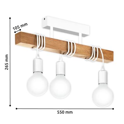 Eglo - Полилей повърхностно монтиран TOWNSHEND 3xE27/60W/230V