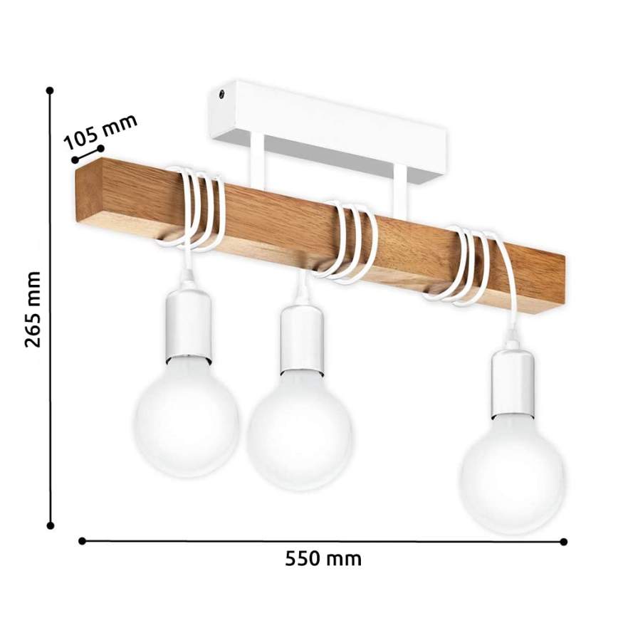 Eglo - Полилей повърхностно монтиран TOWNSHEND 3xE27/60W/230V