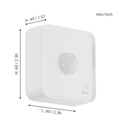 Eglo 33236 - Екстериорен сензор за движение CONNECT SENSOR 3xAA 12 m бял IP44
