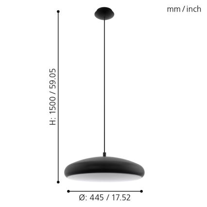 Eglo 33328 - LED RGBW Димируем пендел RIODEVA-C LED/27W/230V 2700-6500K черен