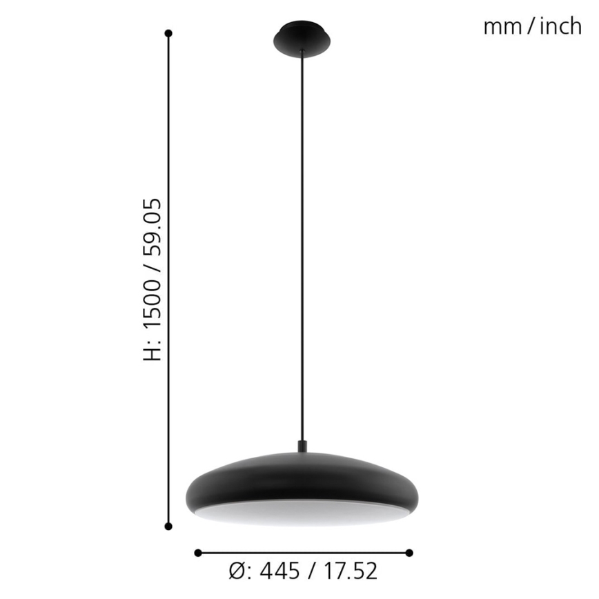 Eglo 33328 - LED RGBW Димируем пендел RIODEVA-C LED/27W/230V 2700-6500K черен