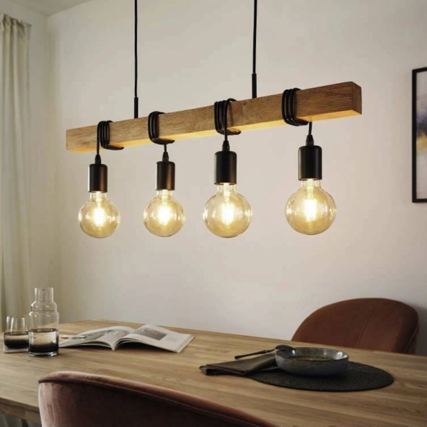 Eglo 33378 - LED Пендел TOWNSHEND 4xE27/4W/230V 2200K бежов/черен