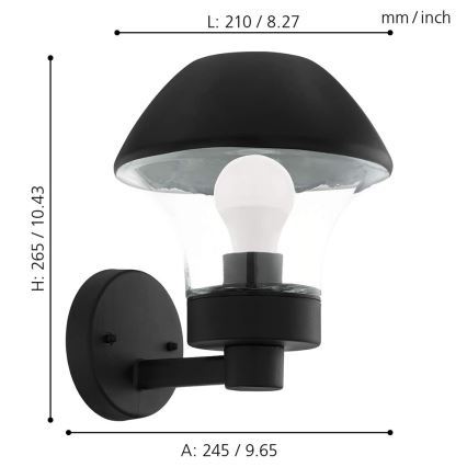 Eglo 33567 - LED димируемо външно стенно осветително тяло VERLUCCA-C 1xE27/9W/230V IP44