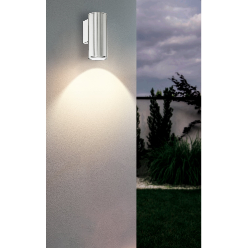 Eglo 33581 - LED RGBW димируемо външно стенно осветително тяло RIGA 1xGU10/5W/230V 2700-6500K IP44 матов хром