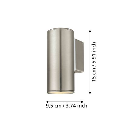 Eglo 33581 - LED RGBW димируемо външно стенно осветително тяло RIGA 1xGU10/5W/230V 2700-6500K IP44 матов хром
