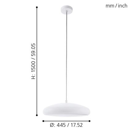 Eglo 33765 - LED RGBW Димируем пендел RIODEVA-C LED/27W/230V 2700-6500K бял