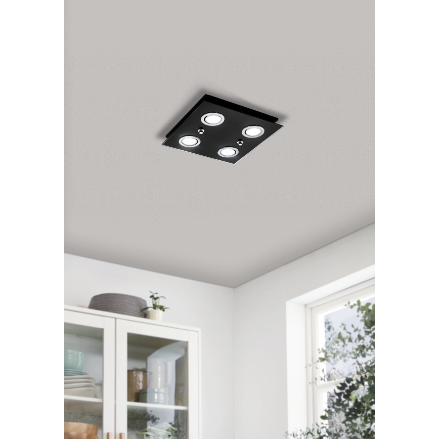 Eglo 33804 - LED Плафониера GRATTINO 4xGU10/2,8W/230V 3000K черен