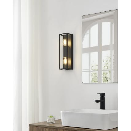 Eglo 33856 - Външно стенно осветително тяло ALAMONTE 2xE27/60W/230V IP44 черно
