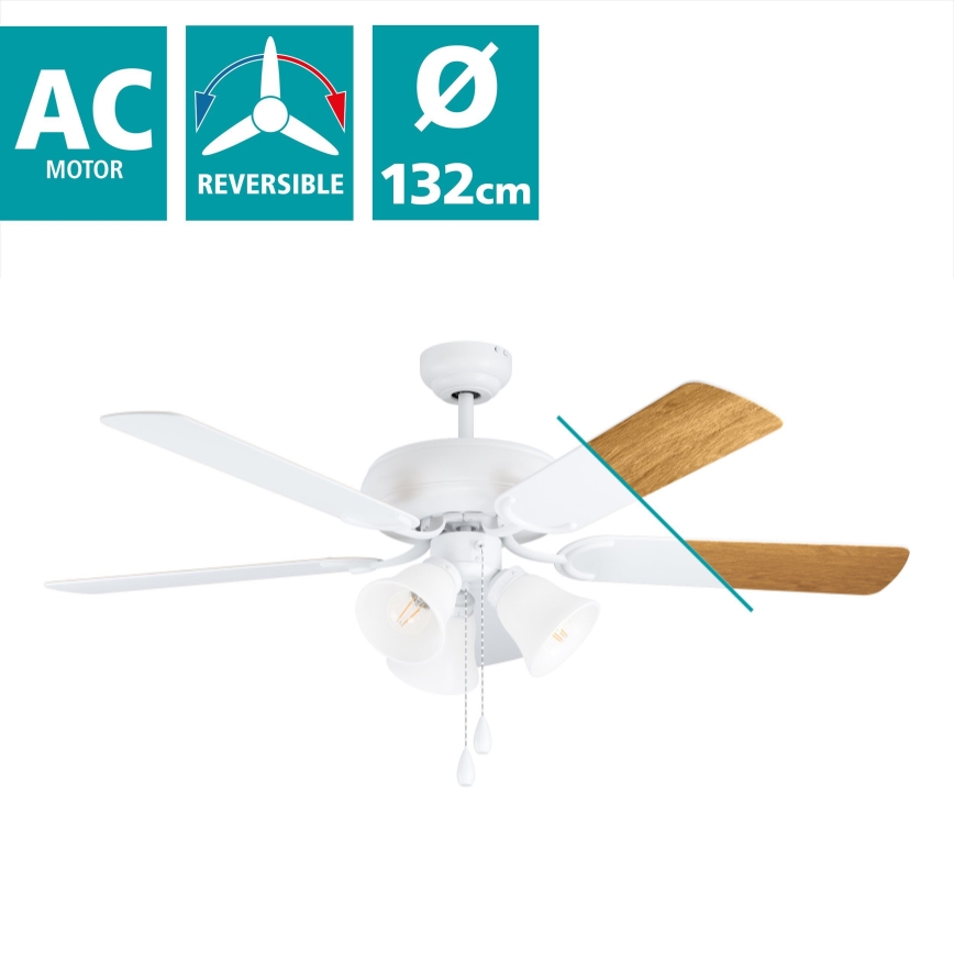 Eglo - Таванен вентилатор 3xE27/40W/230V бял