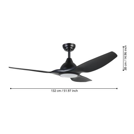 Eglo - LED Димируем таванен вентилатор LED/16W/230V черен + дистанционно