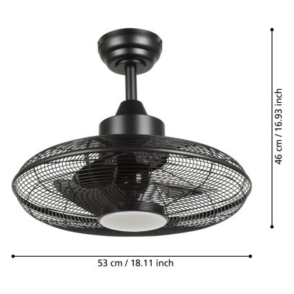 Eglo - LED таванен вентилатор, LED/15W/230V, 3000/4000/5000K, Ø 53 см, черен + дистанционно управление