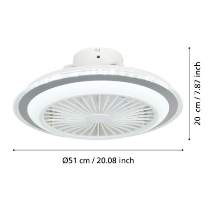 Eglo - LED Димируем таванен вентилатор LED/25,5W/230V бял/сив 2700-6500K + дистанционно управление