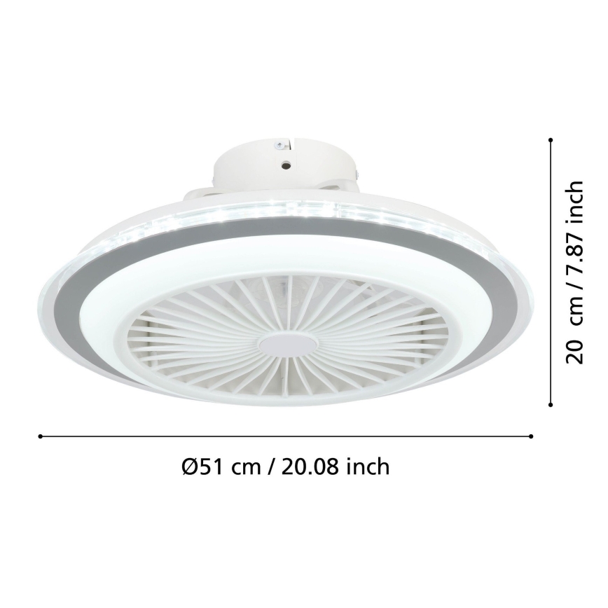 Eglo - LED Димируем таванен вентилатор LED/25,5W/230V бял/сив 2700-6500K + дистанционно управление
