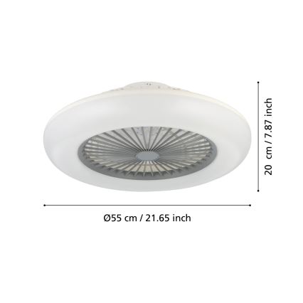 Eglo - LED димируем таванен вентилатор 3xLED/12,6W/230V 2700-6500K Ø 55 см сив + дистанционно управление
