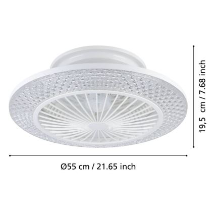 Eglo - LED димируем таванен вентилатор 3x LED / 12,6 W / 230 V, 2700–6500 K, Ø 55 см, бял + дистанционно управление