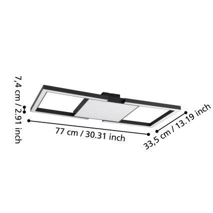 Eglo - LED Димируем плафон LED/26,2W/230V 2700-6500K черен + дистанционно управление