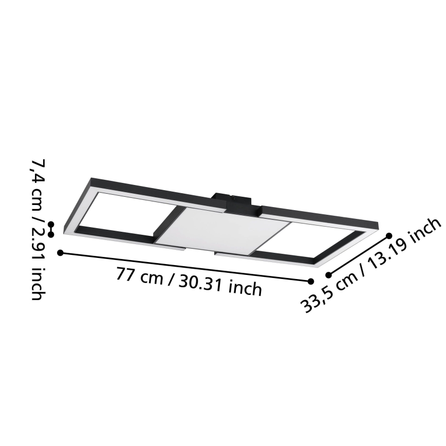 Eglo - LED Димируем плафон LED/26,2W/230V 2700-6500K черен + дистанционно управление