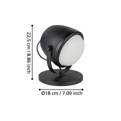 Eglo - Настолна лампа 1xE27/28W/230V черен