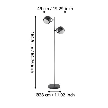 Eglo - Лампион 2xE27/28W/230V черен