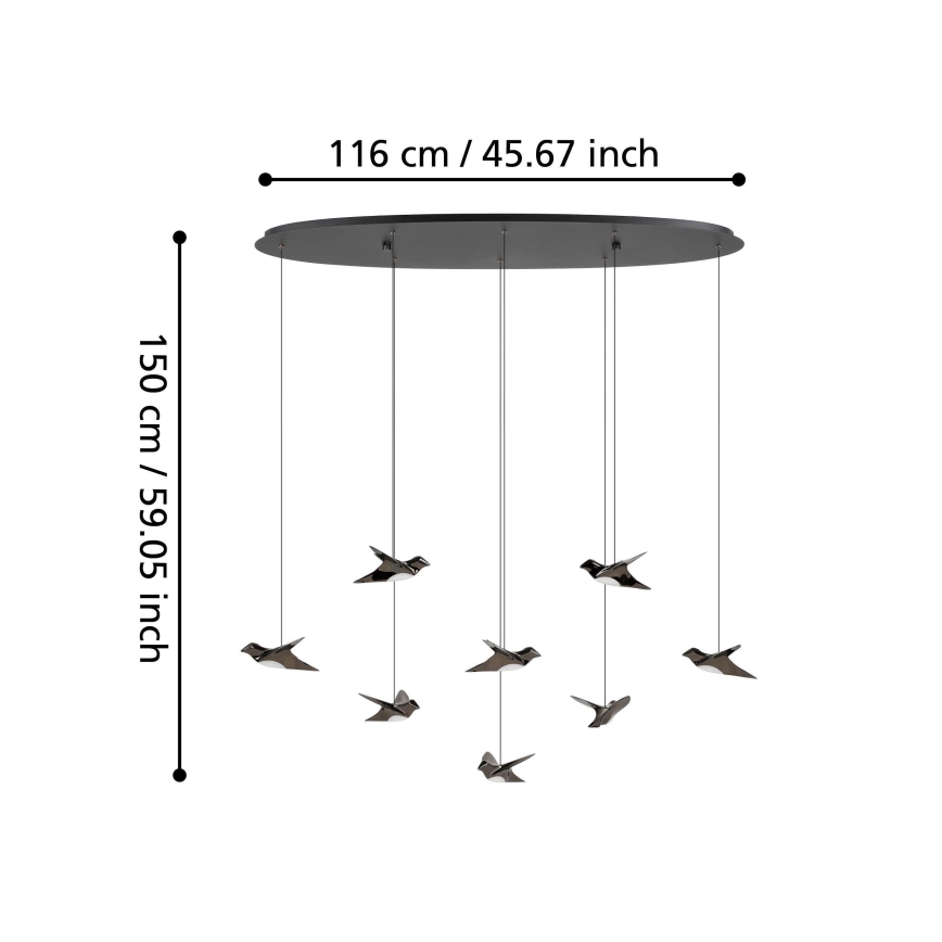 Eglo - LED Димируем пендел 8xLED/4,2W/230V 3000K черен