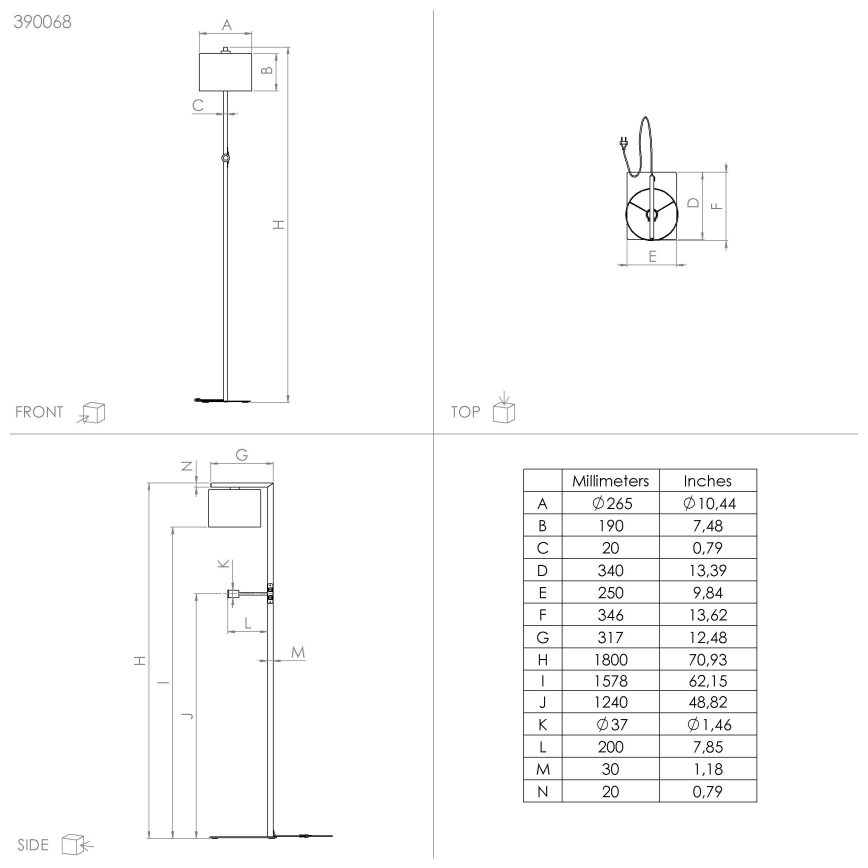 Eglo - LED Лампион 1xE27/40W/230V + LED/3,8W 3000K черен