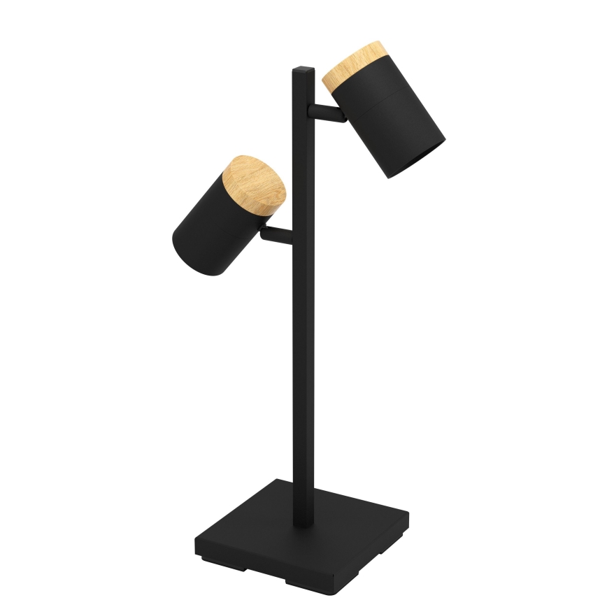 Eglo - LED Настолна лампа 2xGU10/4,5W/230V 3000K черен/кафяв