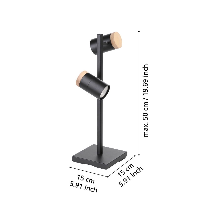Eglo - LED Настолна лампа 2xGU10/4,5W/230V 3000K черен/кафяв