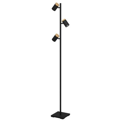 Eglo - LED Лампион 3xGU10/4,5W/230V 3000K черен/кафяв