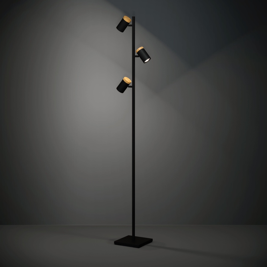 Eglo - LED Лампион 3xGU10/4,5W/230V 3000K черен/кафяв