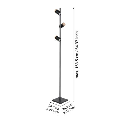 Eglo - LED Лампион 3xGU10/4,5W/230V 3000K черен/кафяв