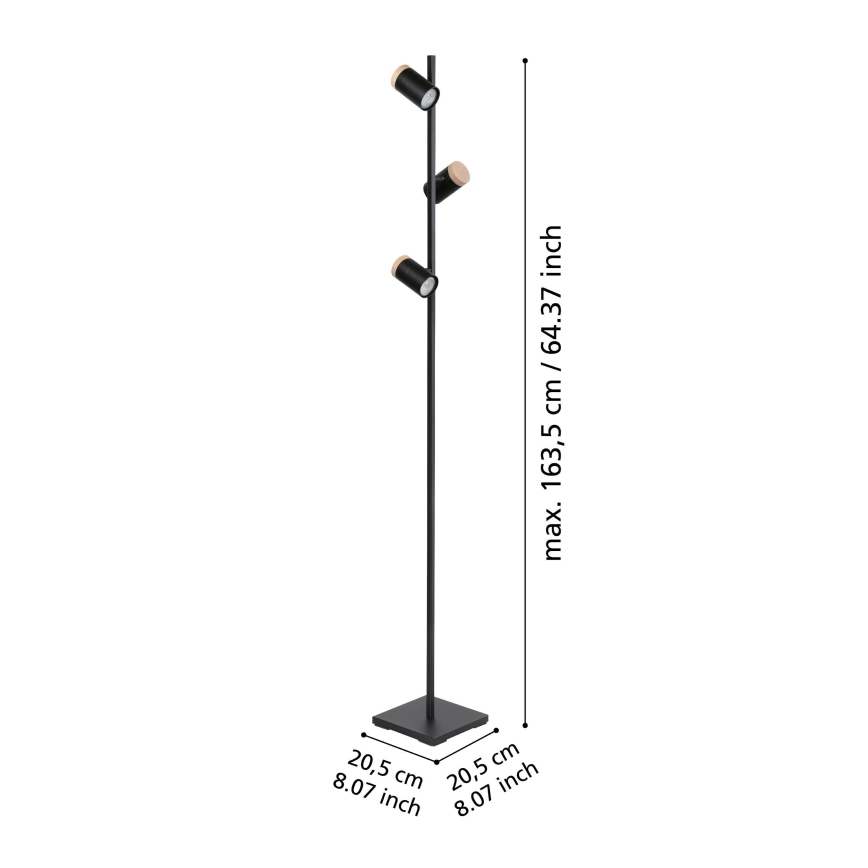 Eglo - LED Лампион 3xGU10/4,5W/230V 3000K черен/кафяв