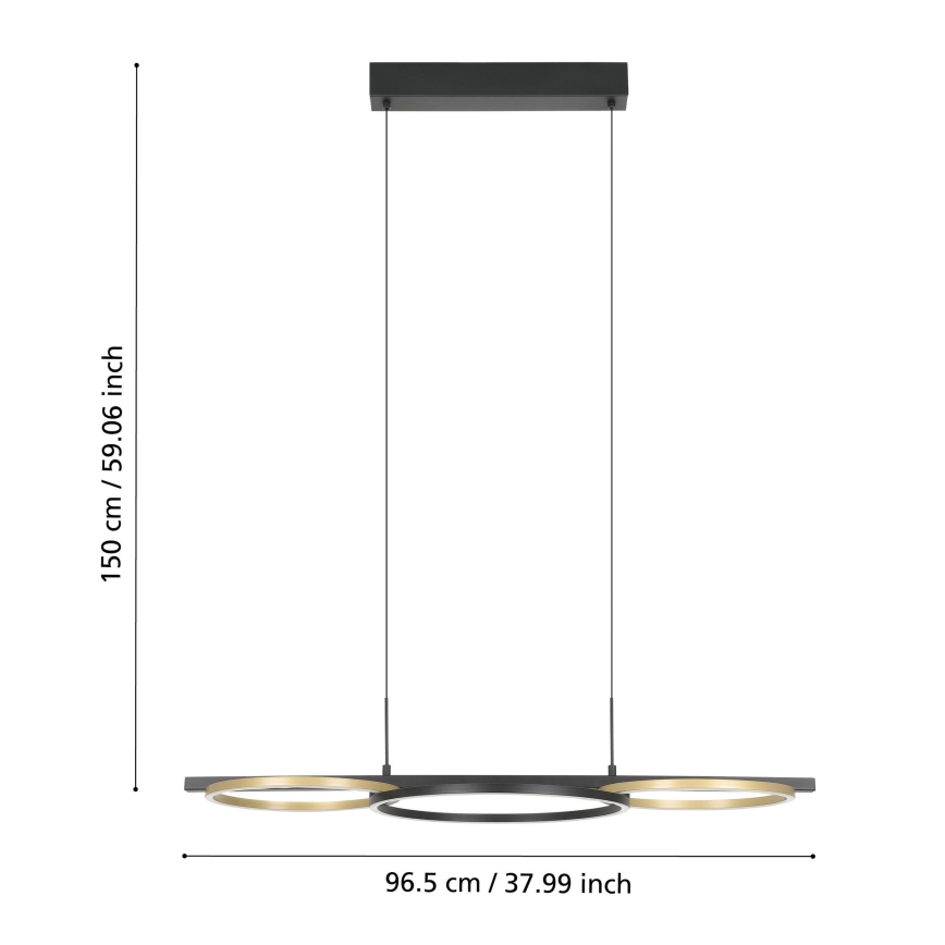 Eglo - LED Димируем пендел 2xLED/12,5W/230V + LED/15,5W 3000K черен