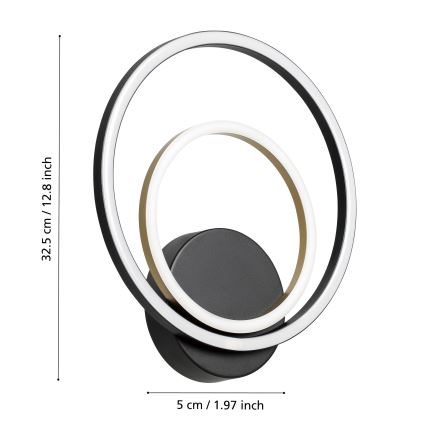 Eglo - LED аплик LED/12W/230V 3000K + 4xLED/2,1W 3000K черен