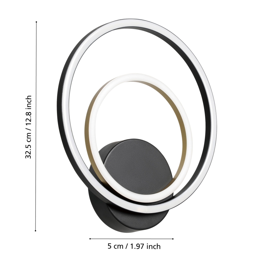 Eglo - LED аплик LED/12W/230V 3000K + 4xLED/2,1W 3000K черен