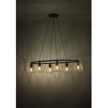 Eglo - Пендел 6xE27/40W/230V черен/златист
