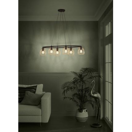 Eglo - Пендел 6xE27/40W/230V черен/златист