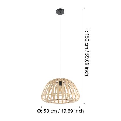 Eglo - Пендел 1xE27/40W/230V Ø 50 см бамбук