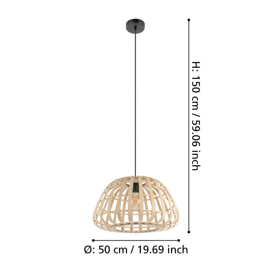 Eglo - Пендел 1xE27/40W/230V Ø 50 см бамбук