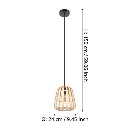 Eglo - Пендел 1xE27/40W/230V Ø 24 см бамбук