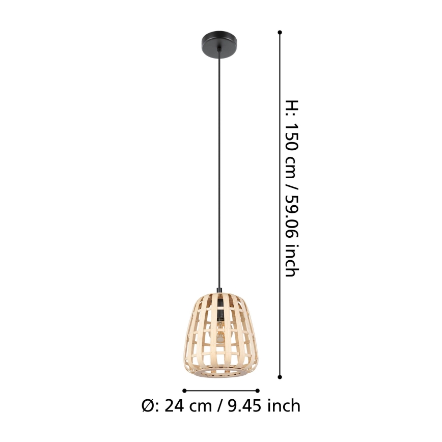 Eglo - Пендел 1xE27/40W/230V Ø 24 см бамбук
