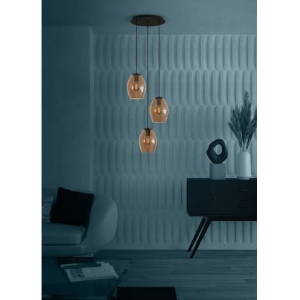 Eglo - Пендел 3xE27/40W/230V кафяв