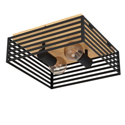 Eglo - Плафон 2xE27/40W/230V черен/кафяв