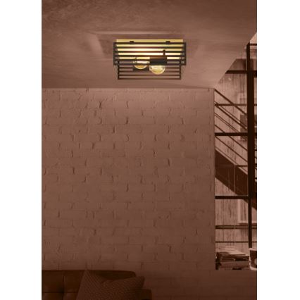 Eglo - Плафон 2xE27/40W/230V черен/кафяв