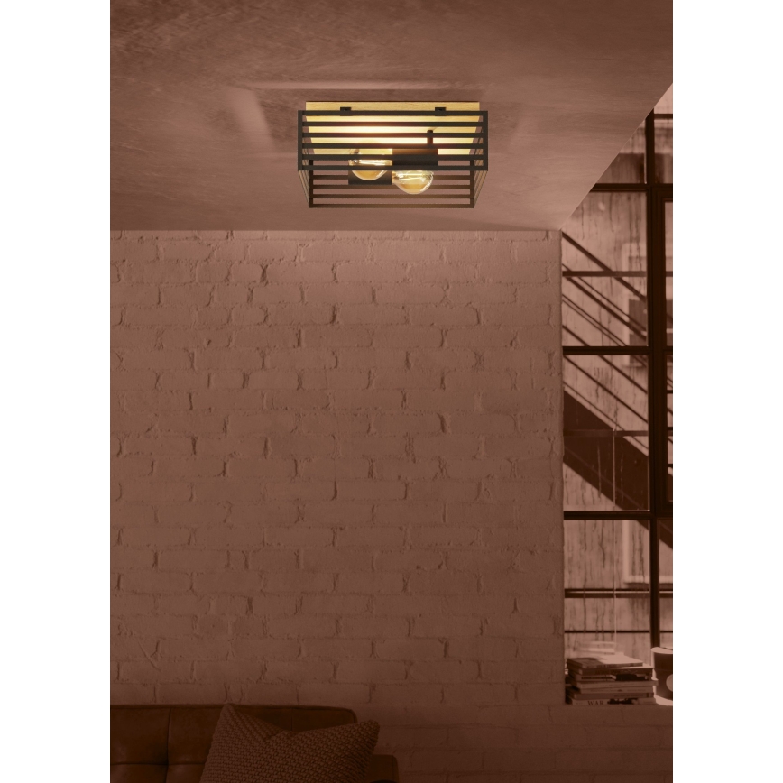 Eglo - Плафон 2xE27/40W/230V черен/кафяв