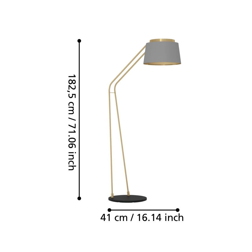 Eglo - Лампион 1xE27/40W/230V сив/златист