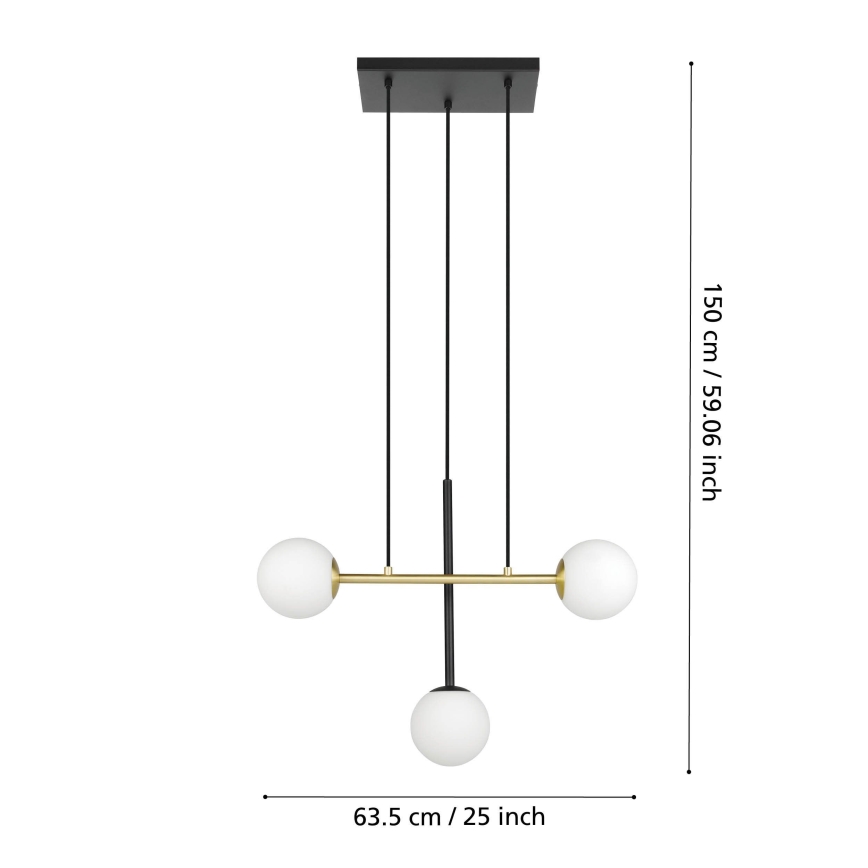 Eglo - Пендел 3xE14/40W/230V златист/черен