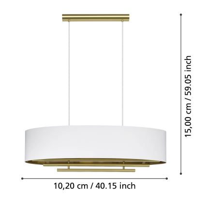 Eglo - Пендел 4xE27/40W/230V бял/златист