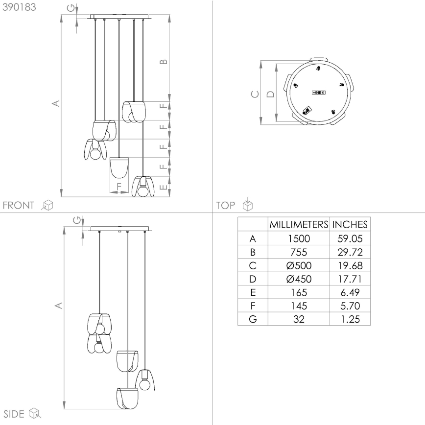 Eglo - Пендел 5xE27/40W/230V черен/златист